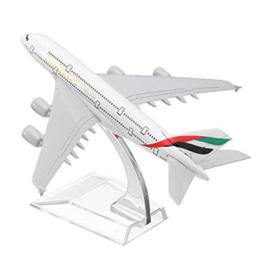 Imagem de Avião Jato Passageiros Airbus A380 Emirates Miniatura Maquete Escala 1:400 Modelo Metal Suporte Expositor