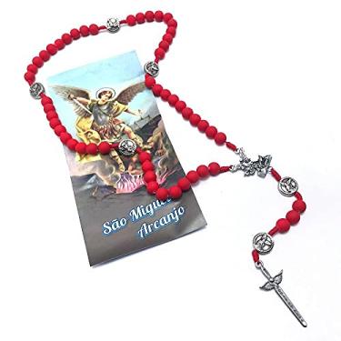 Imagem de Terço São Miguel Arcanjo Crucifixo Espada de Anjo Com Folheto