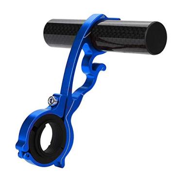 Imagem de Extensor de guidão para bicicleta, suporte de extensão de bicicleta durável, câmeras de lâmpada GPS economizam espaço para velocímetro para farol (10 cm de tubo de carbono) azul)