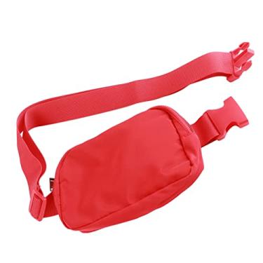 Imagem de Pochete Feminina, 2 Bolsos Independentes, Pochete Grande Fashion para Mulheres Ao Ar Livre para Corrida (Vermelho brilhante)