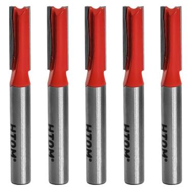Imagem de Kit 5 Fresa Reta 1/4 Haste 1/4 Corte Duplo Metal Duro Tupia