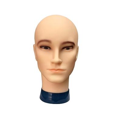 Imagem de Esquirla Manequim careca masculino cabeça de treinamento base estável multifuncional manequim cabeça de peruca para apliques chapéus perucas fazendo estilo