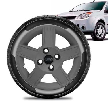 Imagem de Calota Ford Fiesta aro 14 2008 2009 2010 Grafite Fosca preta