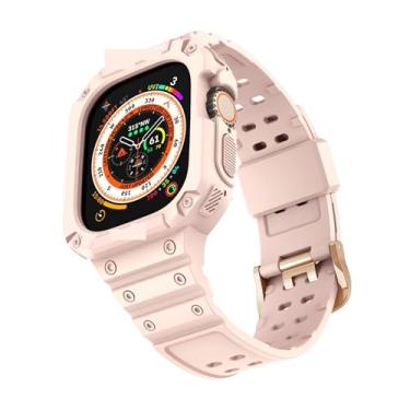 Imagem de SDUTIO para Apple Watch Ultra 49mm Pulseira Ice Armor Transparente TPU Integrada Fivela Dupla (Cor: Areia em pó, Tamanho: Ultra 49mm)