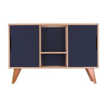 Imagem de Buffet Aparador com 2 Portas Murano Carvalho e Azul Marinho