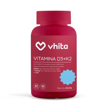 Imagem de Vitamina D3 2000ui + K2 MK7 Vhita Livre De Aditivos E Zero Calorias 60 cápsulas