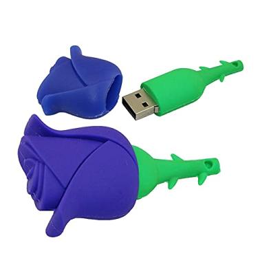 Imagem de Flash Drives USB em forma de rosa de 128 GB, pen drive de memória, pen drives pen drives USB Flash Disk Pen Drive U Disk USB (azul)