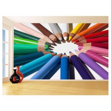 Imagem de Papel De Parede 3D Infantil Lápis De Cor Escola 3,5M Azs243