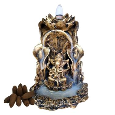 Imagem de Incensário Cascata e Vareta Lord Ganesha no Lírio + 10 Incensos Cone Backflow fumaça invertida