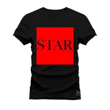 Imagem de Camiseta Premium Algodão Estampada Star Red Preto G