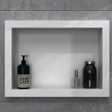 Imagem de Nicho para Banheiro Mármore Sintético 45,2x10x33cm Móveis Bosi Branco