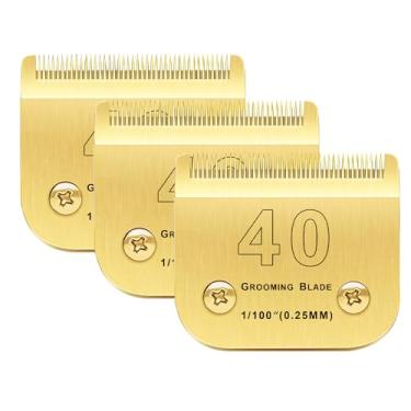 Imagem de 40 lâminas de substituição para cães compatíveis com Andis/Oster A5/Wahl KM-10 Series Dog Clippers lâminas de reposição, lâminas removíveis para cães (ouro, 40#/3 peças)