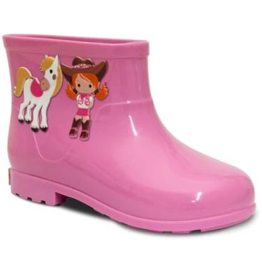 Imagem de Bota Galocha Infantil Menina Nº 21 ao 26 Botinha Cano Baixo Feminina Country Boiadeira 09.50 (Rosa, BR, Criança de 4 a 8 anos, Numérico, 26)
