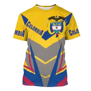 Imagem de BJU Camiseta com bandeira da Colômbia, estampada, estampada, gola redonda, manga curta, casual, unissex, Amarelo 01, M