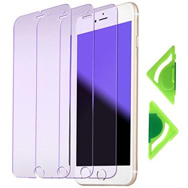 Imagem de Protetor de tela antiluz azul para iPhone SE2022 e iPhone SE 2020 (pacote com 3) com alinhador geral, película protetora de vidro temperado 2,5D Edge 9H para iPhone 8, iPhone 7 e iPhone 6/6s
