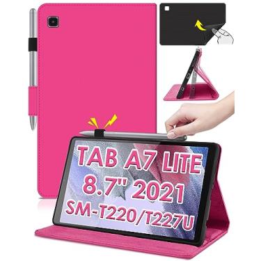 Imagem de DETUOSI Capa de couro para Samsung Galaxy Tab A7 Lite 8,7 polegadas 2021 (SM-T220/T225/T227U) com suporte para lápis, parte traseira de silicone macio, 2 ângulos de visualização, capa protetora de livro leve com fecho magnético