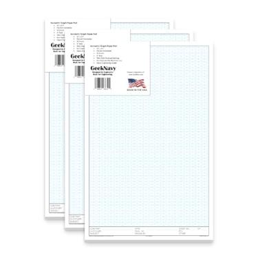 Imagem de GeekNavy Bloco de papel gráfico isométrico, pacote com 3, 50 folhas, grade de 0,6 cm, para profissionais, estudantes e entusiastas (retrato de 28 x 43 cm, pacote com 3)