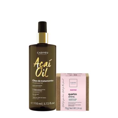 Imagem de Kit Cadiveu Professional Essentials Quartzo Shine Shampoo em barra e Açaí Oil 110 (2 produtos)