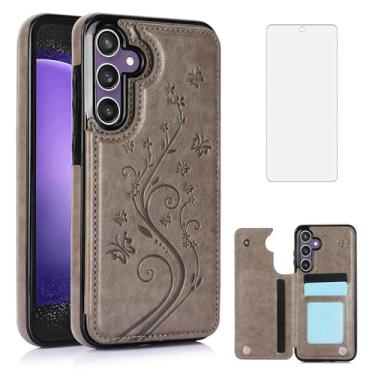 Imagem de Asuwish Capa de telefone para Samsung Galaxy S23 FE 5G com protetor de tela de vidro temperado e suporte de cartão capa carteira suporte flip acessórios de celular de couro S 23 FE S23FE5G S23FE 23S