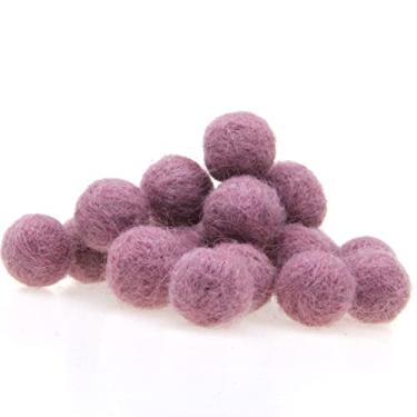 Imagem de Zasy Bolas de feltro de lã preenchidas com espuma de 20 mm, guirlanda para decoração de casa (rosa roxo)