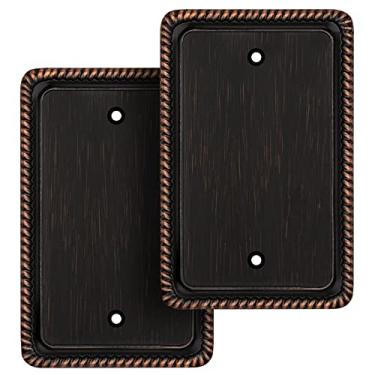Imagem de Placa decorativa de parede com borda de corda para interruptor e tomada, bronze envelhecido (2 unidades em branco único, bronze envelhecido)