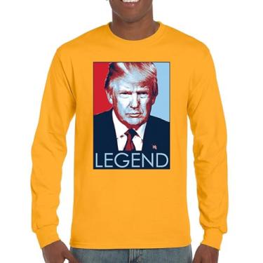 Imagem de Camiseta de manga longa Donald Trump The Legend My President MAGA First Make America Great Again Republican Deplorable, Amarelo, XXG