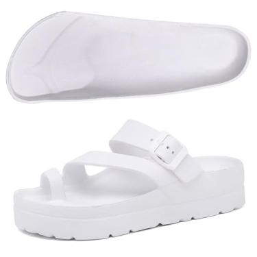 Imagem de Chinelo feminino plataforma com suporte de arco, sandálias Eva leves e grossas para mulheres, sandália moderna confortável de praia de verão com fivela ajustável, Sandalias De Plataforma Para Mujer