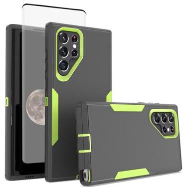 Imagem de Zoeirc Capa para Galaxy S22 Ultra, Samsung S22 Ultra S908U com protetor de tela de vidro temperado, suporte magnético de camada dupla para carro à prova de quedas para Samsung Galaxy S22 Ultra Cinza