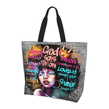 Imagem de Sacola Afro-Americana Bolsa de Ombro Moda Feminina Bolsa de Ombro Bolsa de Ombro Black Queen Girl Tote Bolsa de Ombro, Rainha preta, One Size