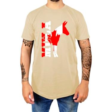 Imagem de Camiseta Masculina Casual Algodão Premium Estampada Gola Redonda Mula Canada (P, Caqui)