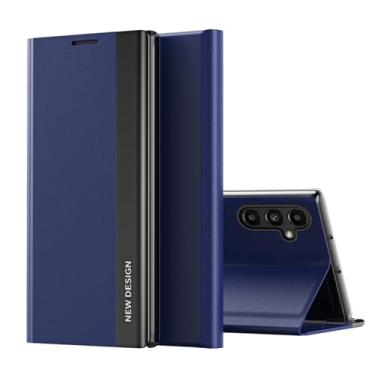 Imagem de Capa de telefone flip com suporte revestido para Samsung A54 A34 A24 A13 A23 A73 A33 A70 Capa de couro para Samsung A53 A32 A12 A22 A71 A51 A32, azul marinho, para A33 5G