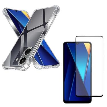 Imagem de Capa Capinha Anti Impacto + Película Premium 9D Cerâmica Para Poco C65 Tela De 6,74 Polegadas - (Bluepink)