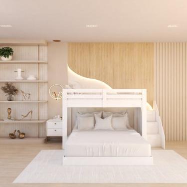 Imagem de Beliche Casal Adulto Montessoriano Star Plus Casatema Branco