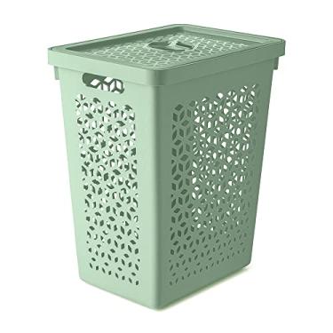 Imagem de Cesto Organizador Com Tampa 55 Litros Verde Menta
