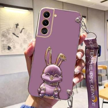 Imagem de Para samsung galaxy s 21 22 23 crossbody cordão cinta caso s21 s23 s20 fe s22 plus ultra s21fe suporte capa de silicone, tzxgs cereja roxo, para s9