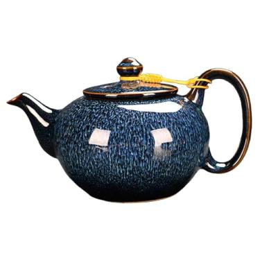 Imagem de Gralara Bule de cerâmica para chá, chaleira durável com alça, chaleira de cerâmica para ferver água quente para caminhadas, casa, restaurante, acampamento,