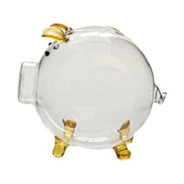 Imagem de Fenteer Cofrinho de porco de vidro, ornamento transparente, jarra de vidro moderna, transparente, para área de trabalho, sala de entrada, café, eu