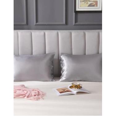 Imagem de 02 Fronha Avulsa Cetim Anti Frizz Macia 50cm x 70cm (prata)