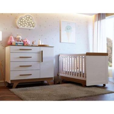 Imagem de Quarto De Bebê Com Cômoda E Berço 100% Mdf Jolie Retrô - Espresso Móve