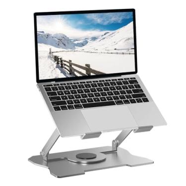 Imagem de Suporte para laptop com base giratória de 360°, suporte de laptop ergonômico dobrável ajustável para trabalho colaborativo de mesa, aço carbono, estável, compatível com Air, Pro, Dell, HP, Lenovo e