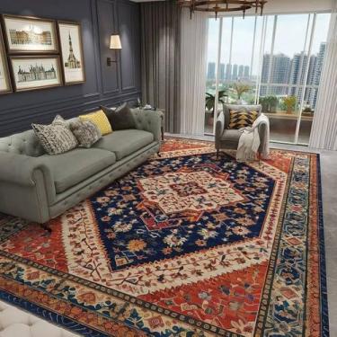 Imagem de Decoração de sala de estar Tapete europeu retrô Tapetes grandes para áreas Decoração de quartos Tapete de chão Vestiário Tapete de sala, veludo cristal 7.150 x 200 cm 59 x 78,7 pol.