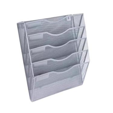 Imagem de Esquirla Organizador de arquivos de parede Organizador de mesa Pasta de ferro vertical Organizador de parede leve Estrutura de malha para jornais domésticos, Prata