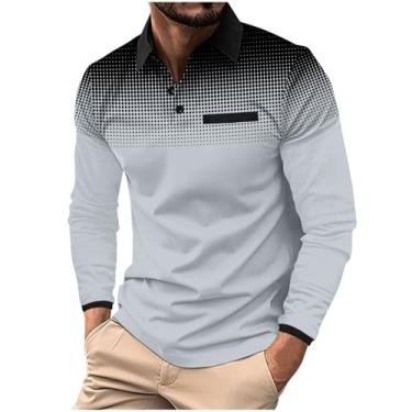 Imagem de Pulôver masculino de manga comprida gradiente atlético, moderno, confortável, casual, blusa clássica de outono para trilhas, camiseta diária, Y2 - cinza, G