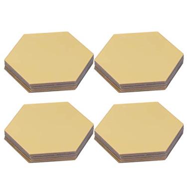 Imagem de 4 conjuntos de adesivos de parede de espelho hexagonal, decoração de parede de acrílico DIY removível, azulejos de espelho de plástico decorativos para arte DIY Casa Sala de estar (12.6cm)
