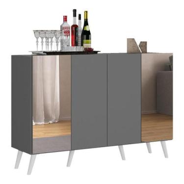 Imagem de Aparador Buffet 4 Portas com Espelho Retrô Vegas Multimóveis V3562, Gr