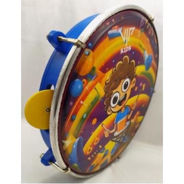Imagem de Pandeiro Infantil Junior 8 Pele Leitosa Abs Menino Batuque - VIP Percu