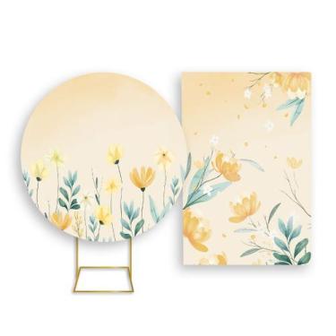 Imagem de Painel De Festa Redondo 1,50x1,50 + Painel Vertical 1,50x2,20 - Flores