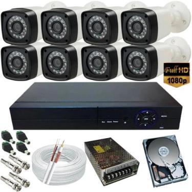 Imagem de Kit 8 Câmeras De Segurança Full Hd 1080p 2 Mp Dvr 8 Ch Hd - Protec