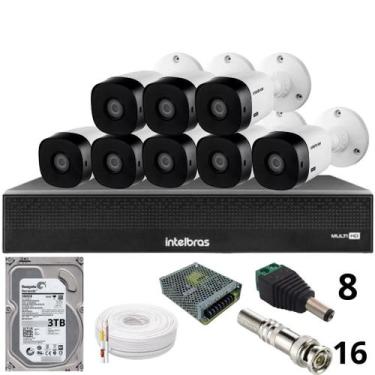 Imagem de Kit 8 Câmeras Intelbras 1120b Full Hd Dvr Mhdx 1016-c Intelbras Com De