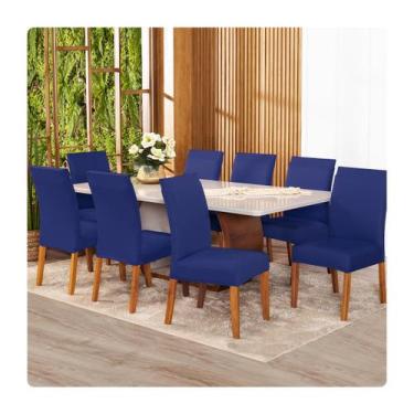 Imagem de Kit Capa De Cadeira 8 Unidades Tecido Malha Gel - Shop CasaNobre, AZUL